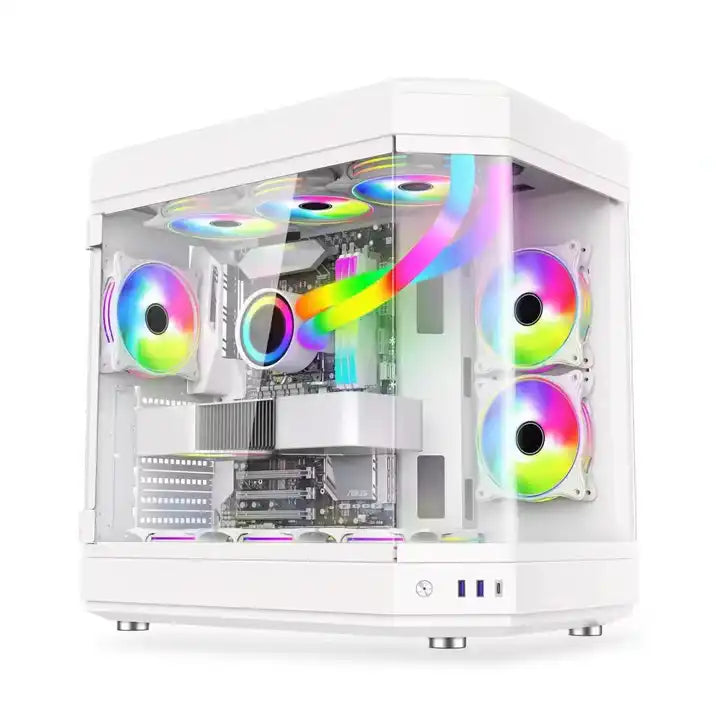 Rainbow desktop computer case supports ATX motherboard 360 water-cooled glass side transparent USB3.0 gaming case White Rainbow desktop computer case supports ATX motherboard 360 water-cooled glass side transparent USB3.0 gaming case White